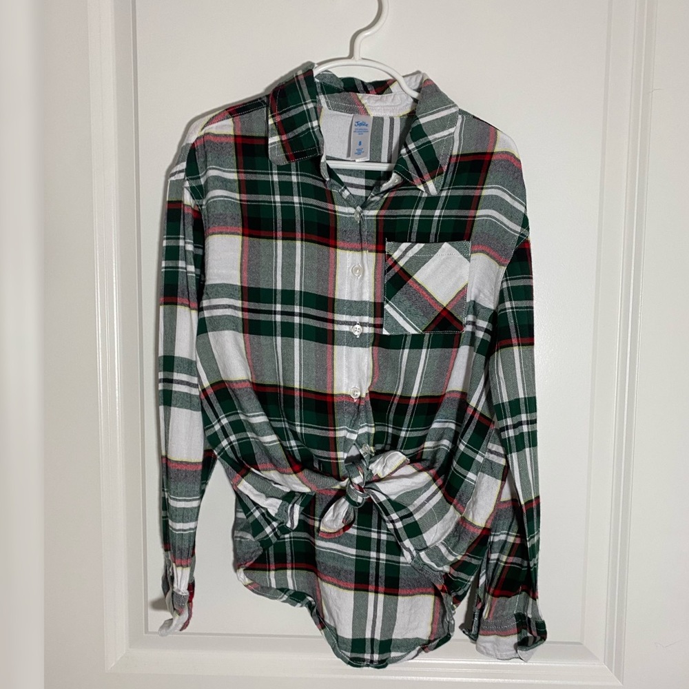 Girls siz 8 Justice plaid button up shirt